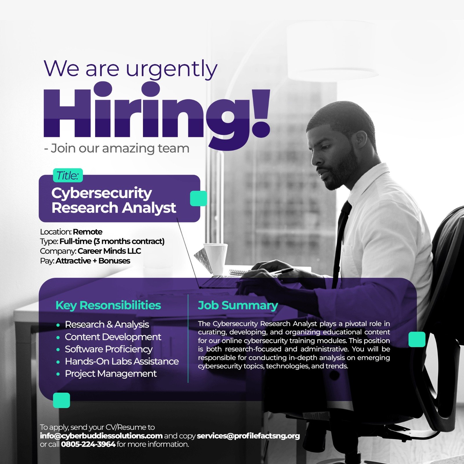 Urgent Recruitment - Cybersecurity Research Analyst (Remote)